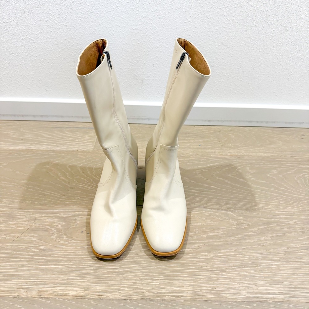 Bhava Square Toe Western Festival Boho Ivory Lauren Mid Rise Boot 7 or 37 - Picture 3 of 7